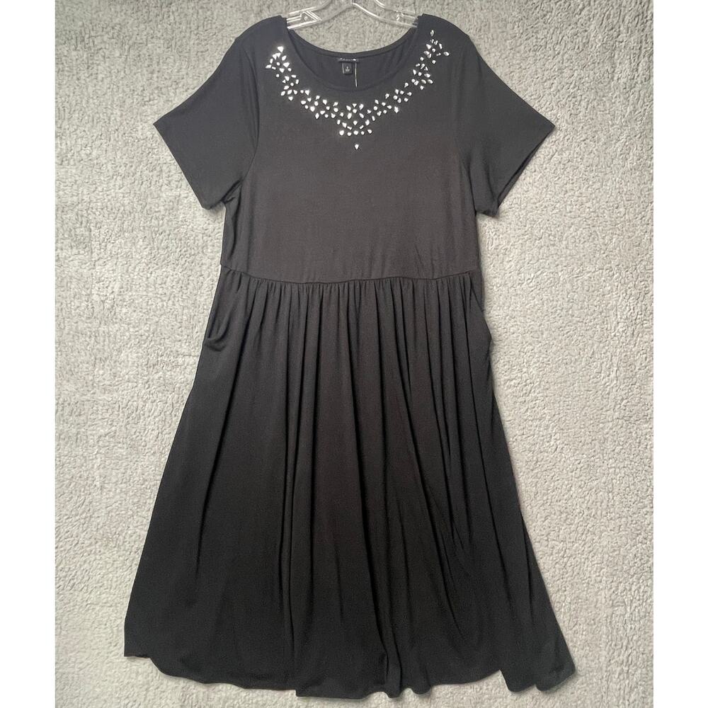 Women's Torrid Black Skater Dress w Rhinestones Size 2